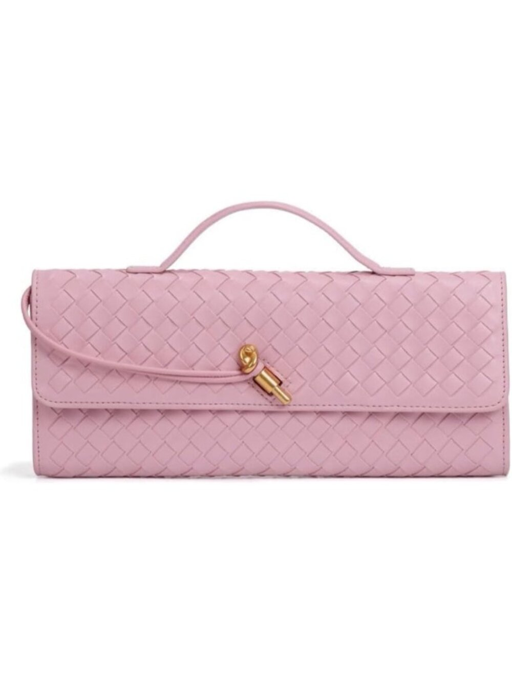 Women's Pink Clutch Purse Trendy Slouchy Woven Crossbody Shoulder Hobo Handbag